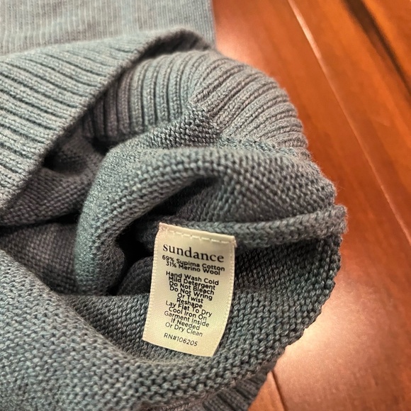 Sundance Stone Blue Sweater‎ Merino Wool Bell Sleeve Open Knit Boho Size M - Picture 4 of 7